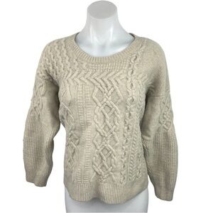Madewell Cream Merino Wool Cable Knit Crew Neck Long Sleeve
Pullover Sweater M